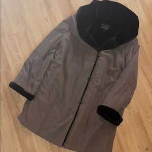 Utex Design Jacket Coat Brown Coat fur Trim XL